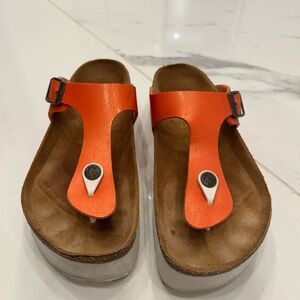 Berkinstock Papillio Bold Orange Thong Sandals with Buckle